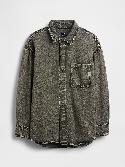 2 of 8 showing, with the color Olive green of product Kids Denim Shirt