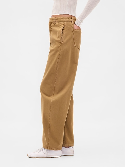 Image number 3 showing, Mid Rise Twill Barrel Pants