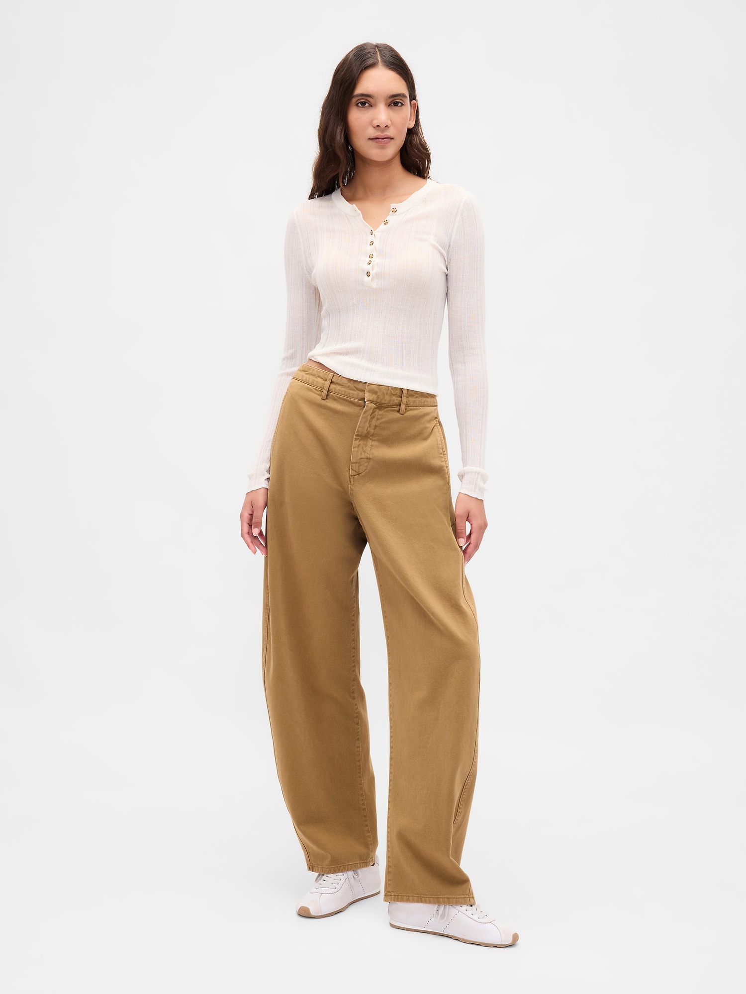 Gap Mid Rise Twill Barrel Pants