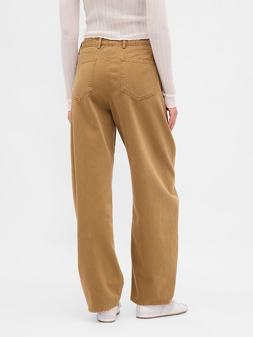 Image number 4 showing, Mid Rise Twill Barrel Pants