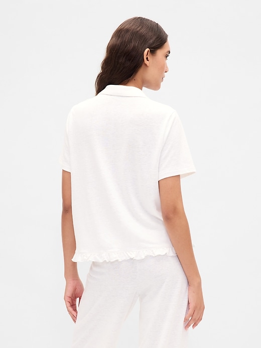 Image number 3 showing, Linen-Blend Ruffle PJ Shirt