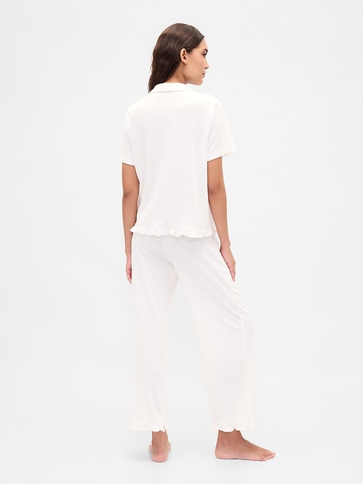 Image number 3 showing, Linen-Blend Ruffle PJ Pants