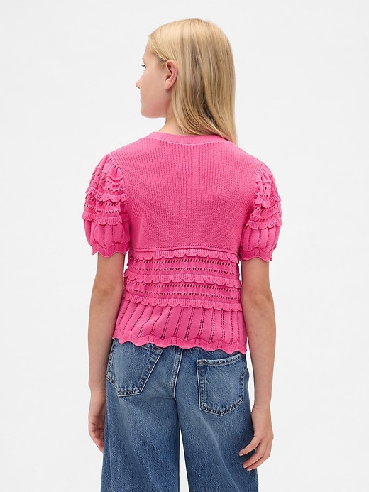 Image number 3 showing, Kids Scalloped Mixed-Stitch Sweater