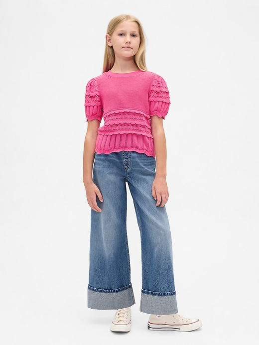 Image number 4 showing, Kids Scalloped Mixed-Stitch Sweater