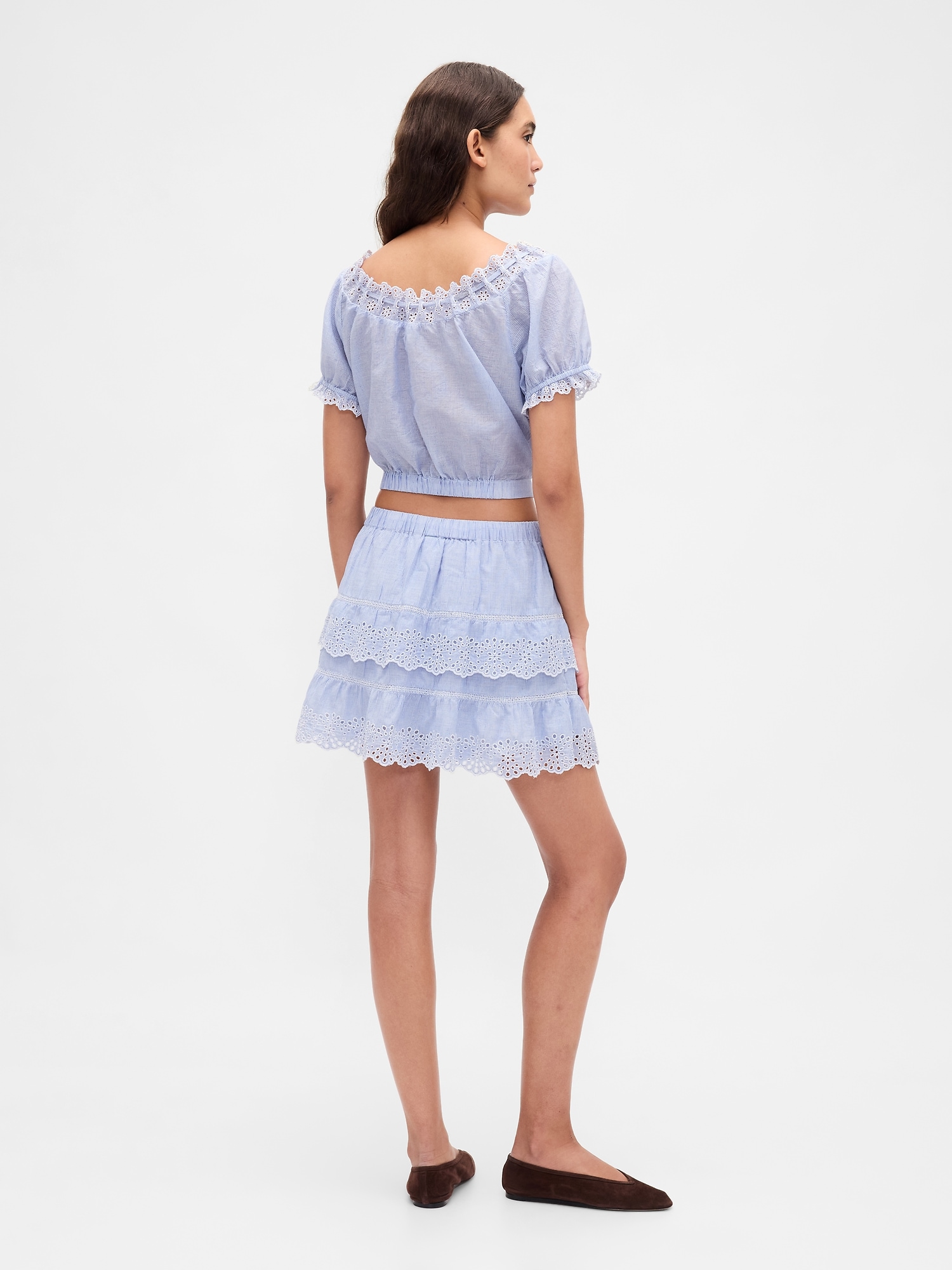 Женские юбки Gap Eyelet Ruffle Mini Skort — фото 2