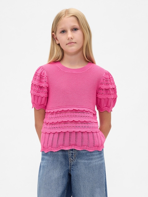Kids Scalloped Mixed-Stitch Sweater