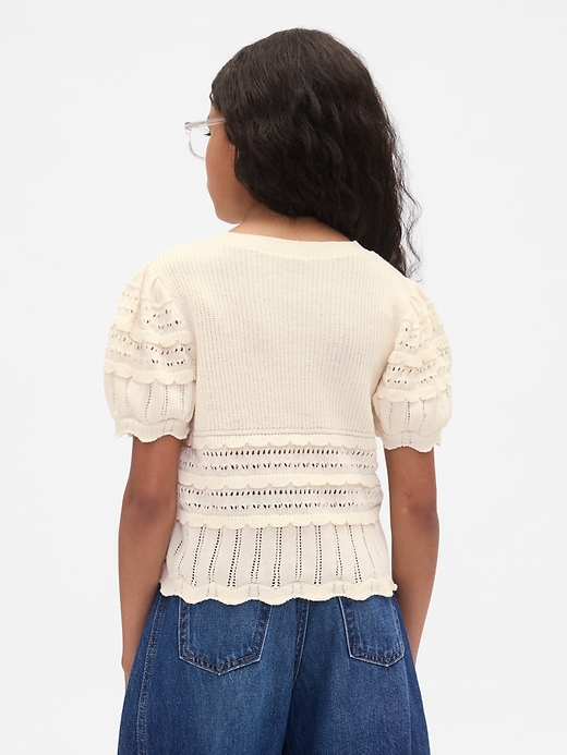 Image number 3 showing, Kids Scalloped Mixed-Stitch Sweater