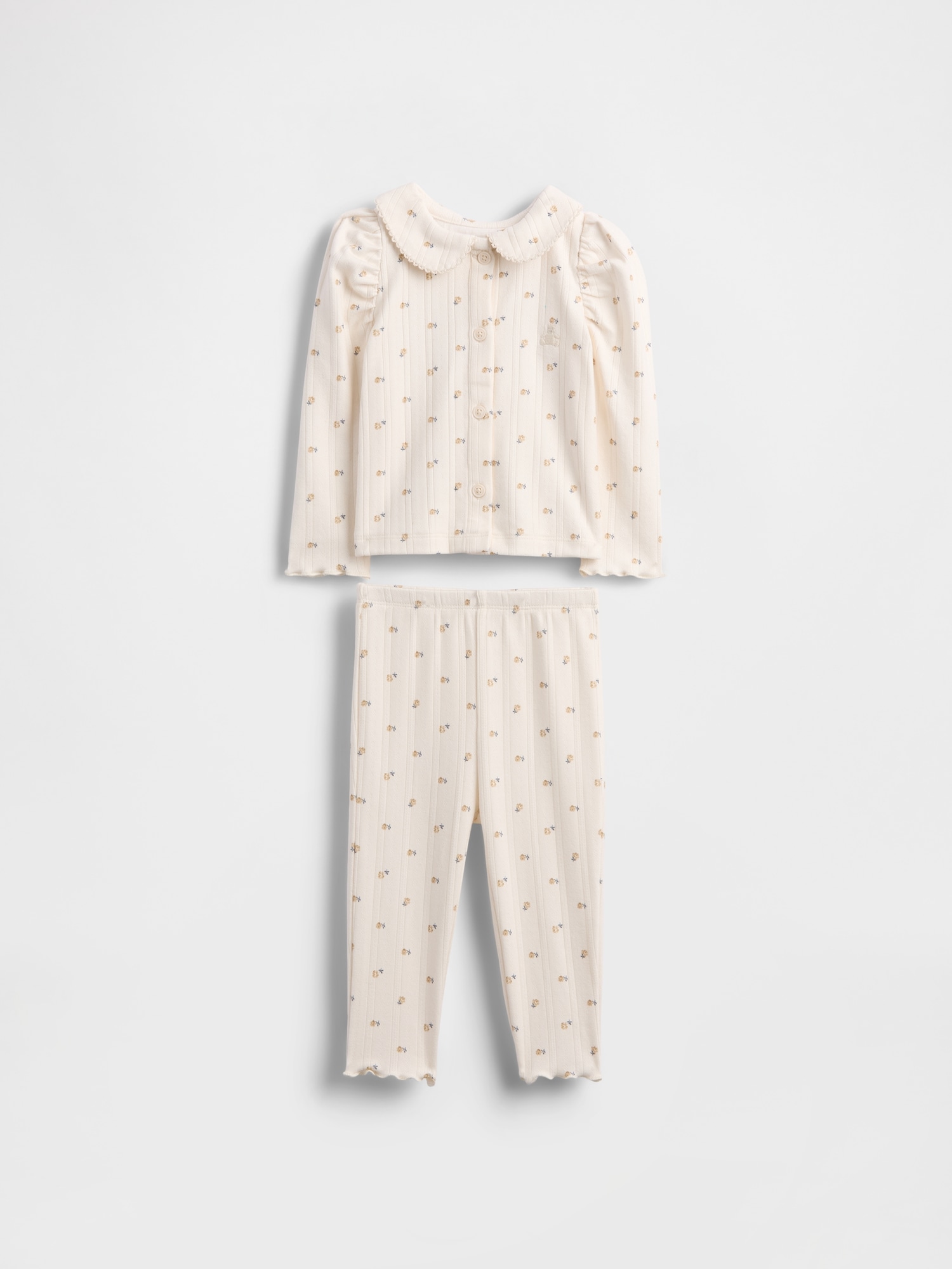 Baby Pointelle Rib Outfit Set - Ivory Frost Floral