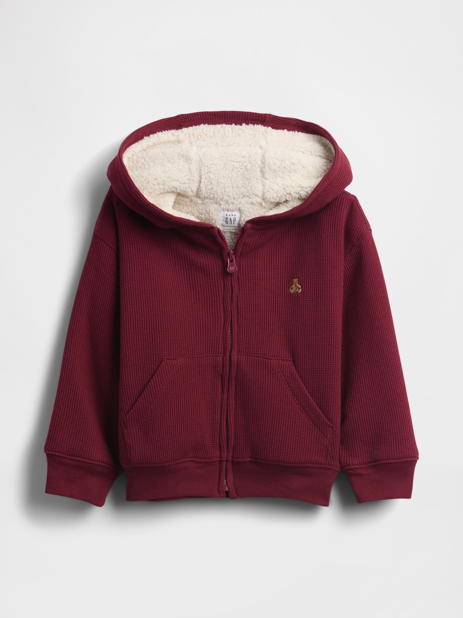 Gap Baby & Toddler Sherpa-lined Thermal Zip Hoodie In Burgundy
