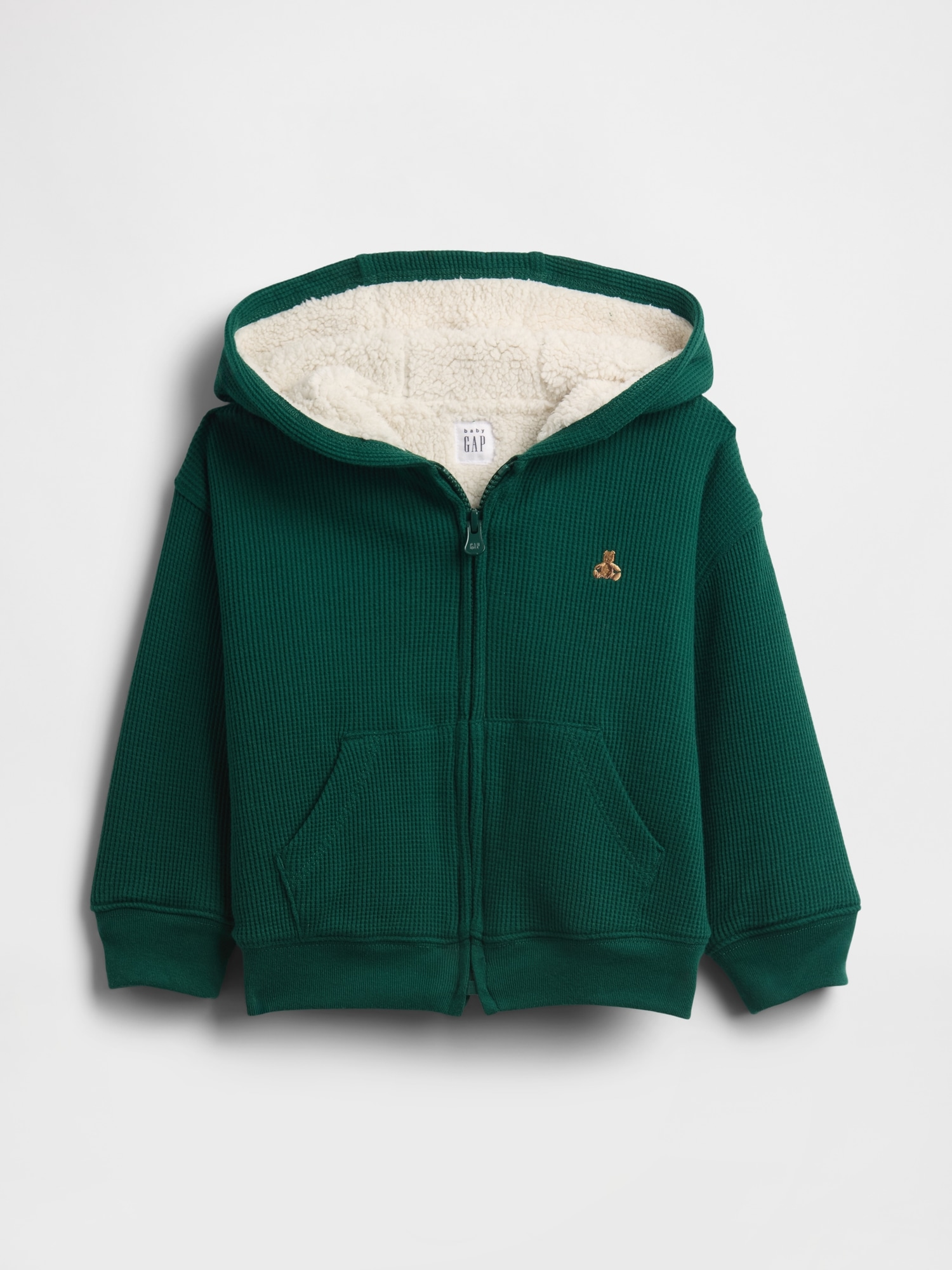 Baby & Toddler Sherpa-Lined Thermal Zip Hoodie - Evergreen Green