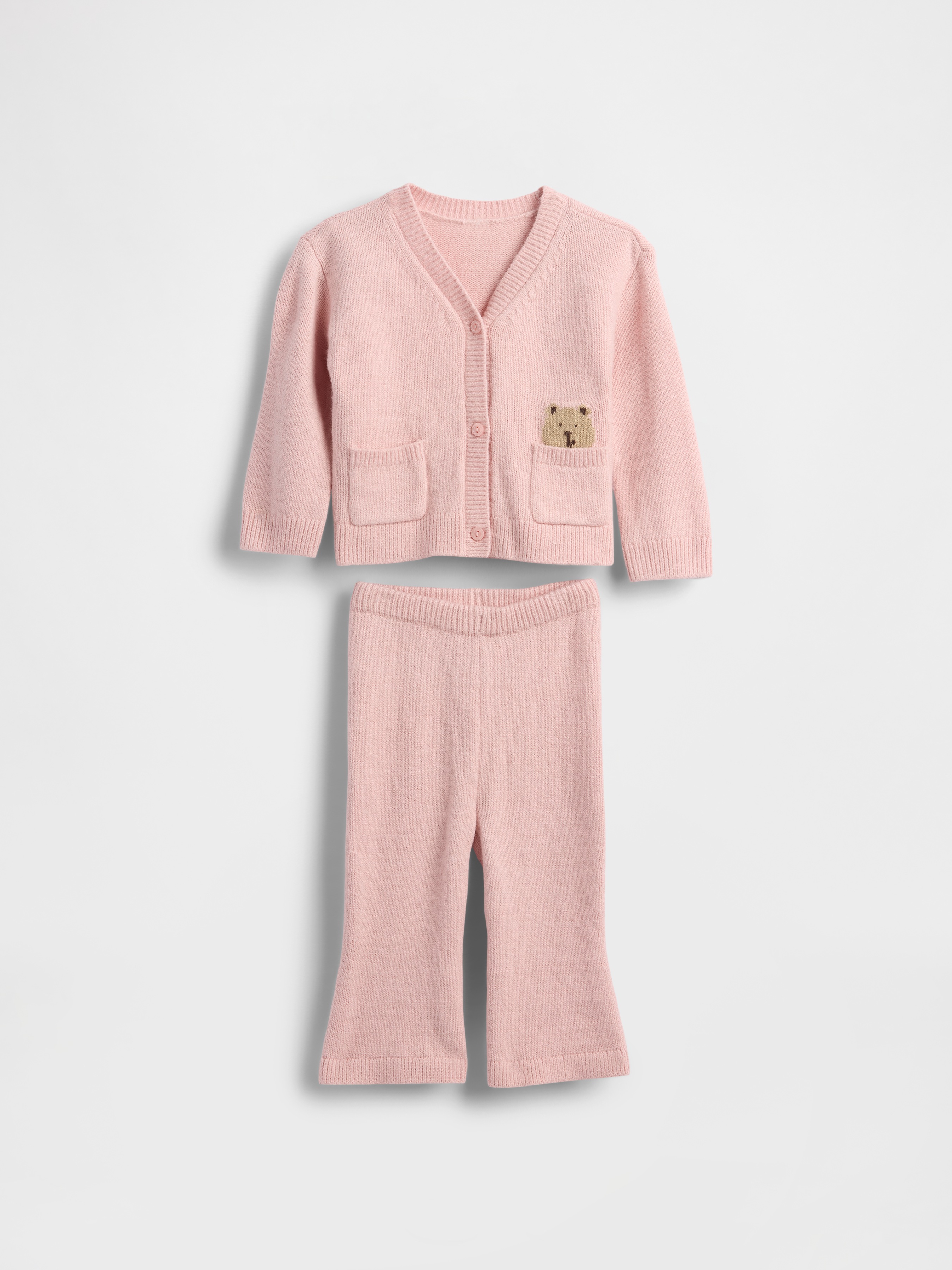 Baby CashSoft Bear Pocket Cardigan Sweater Set
