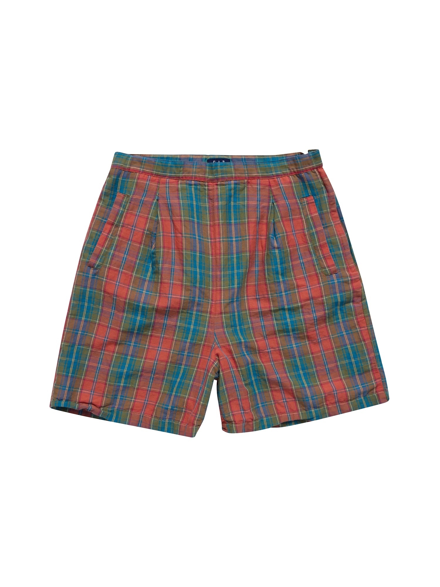 1990s GapVintage Women's Linen-Cotton Plaid Shorts — 16 - Multi Color Plaid