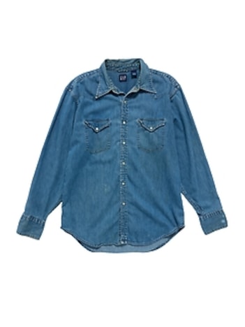 2001 GapVintage Men's Western Denim Shirt — L