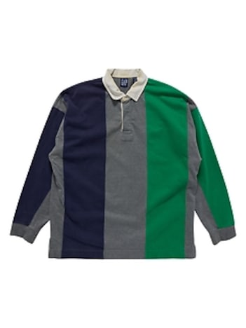 1990s GapVintage Men's Colorblock Stripe Rugby Shirt — L