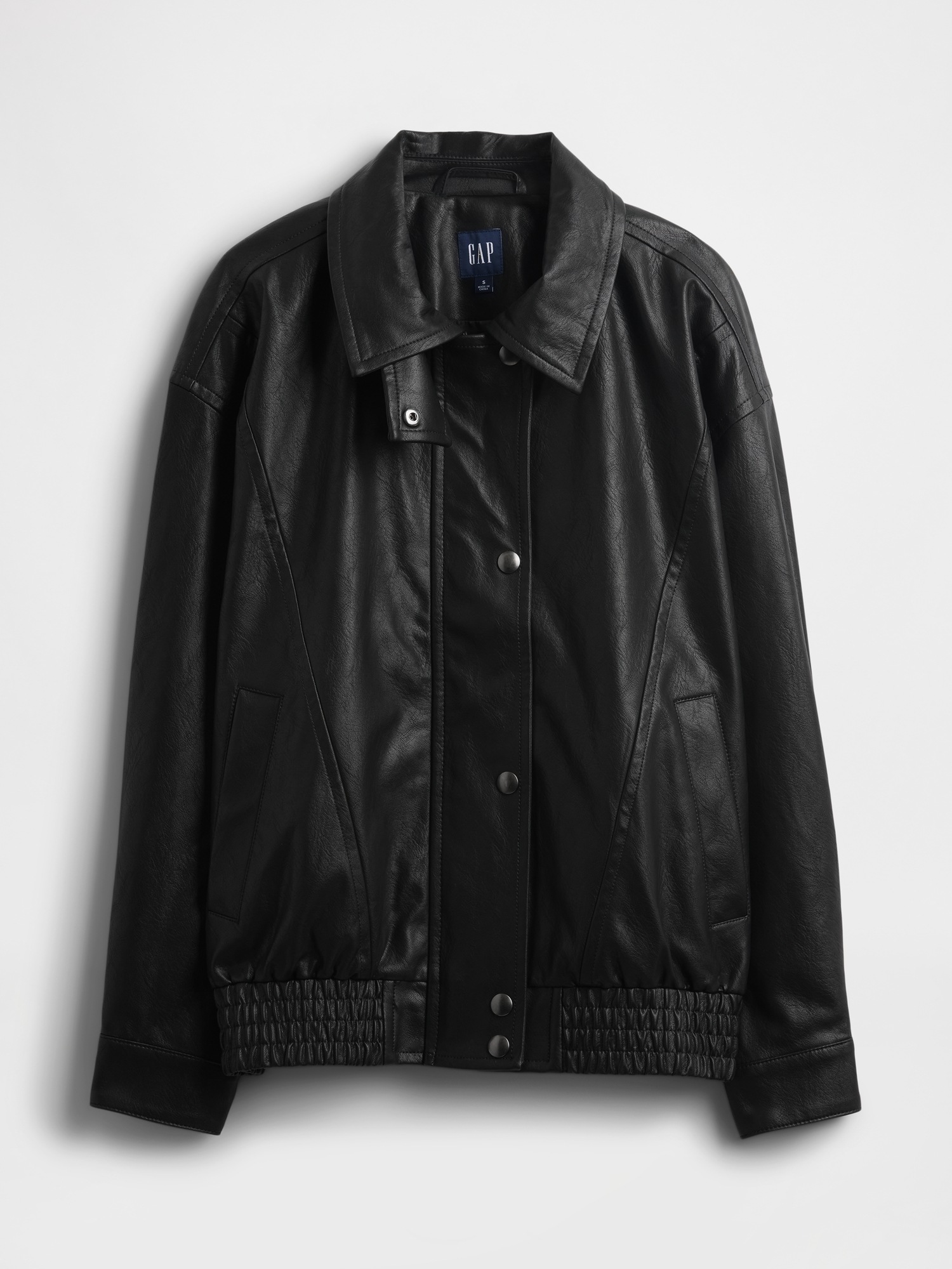 Женская куртка Gap Oversized Vegan Leather, цвет: Насыщенный чёрный — фото 5