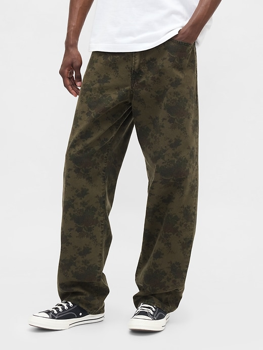 Image number 2 showing, Floral Canvas Baggy Jeans