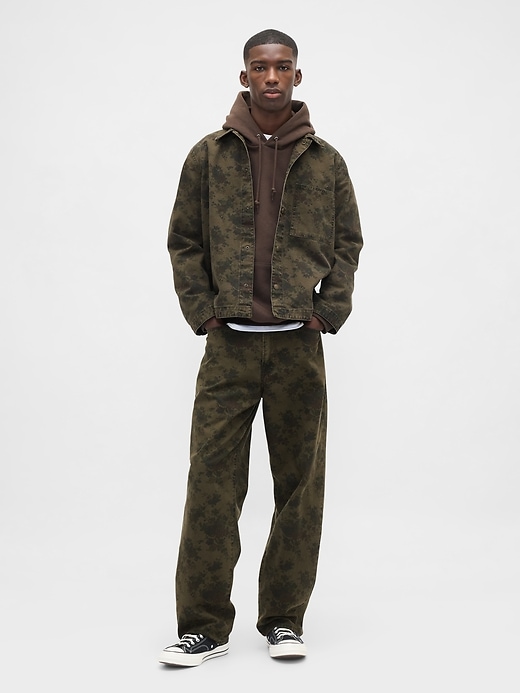 Image number 1 showing, Floral Canvas Baggy Jeans