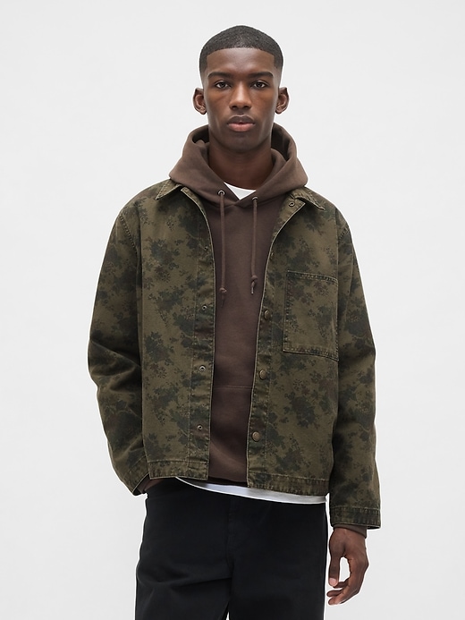 Image number 1 showing, Floral Canvas Denim Overshirt