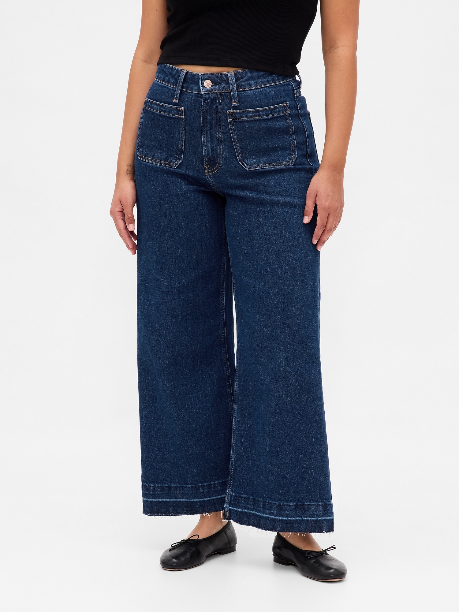Женские джинсы Gap Curvy High Rise Stride Wide-Leg Ankle Jeans — фото 2