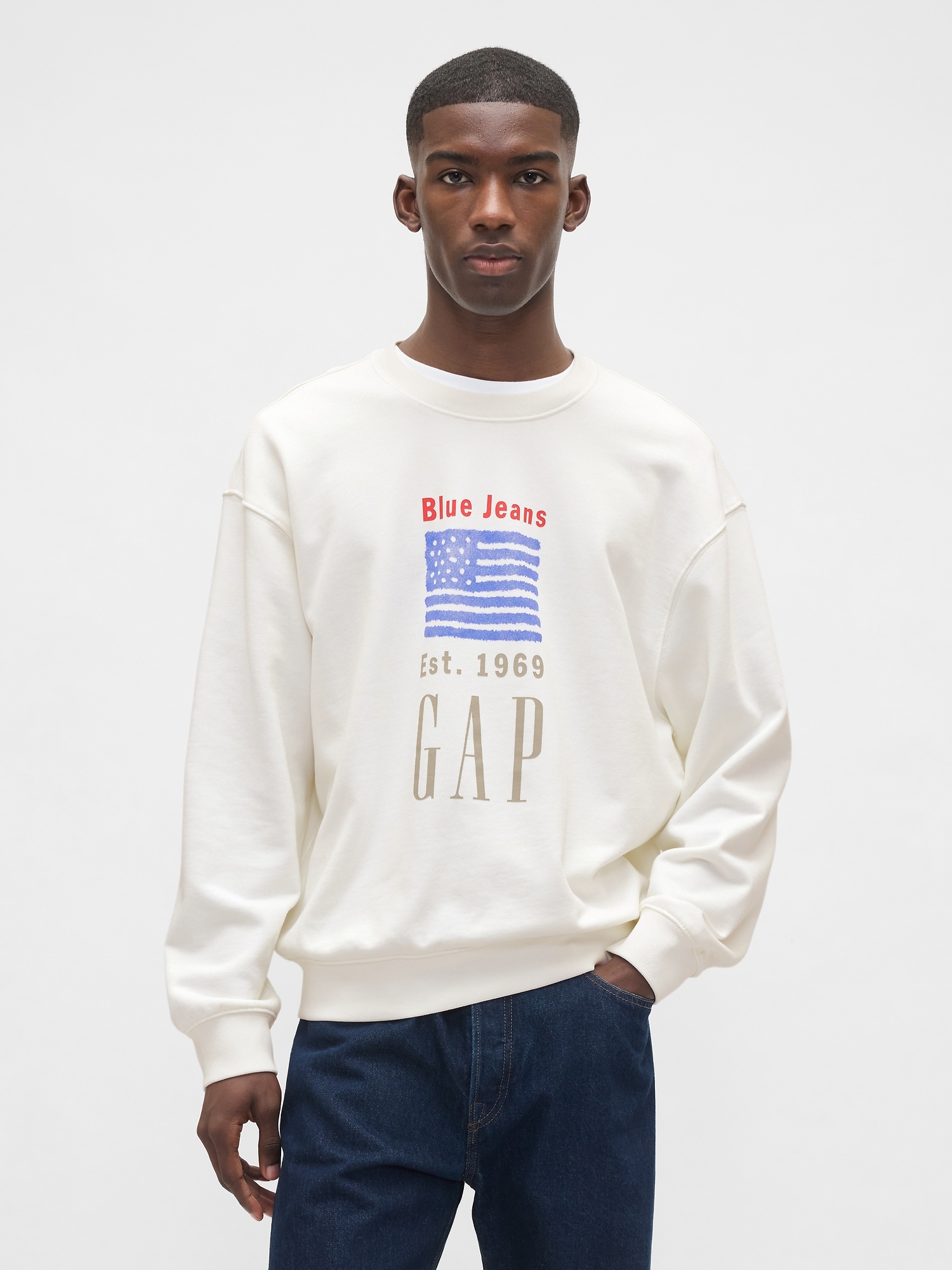 Heavyweight French Terry Oversized Logo Sweatshirt - White