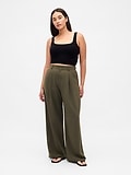 Curvy 365 High Rise Pleated Trousers - Green - View 8