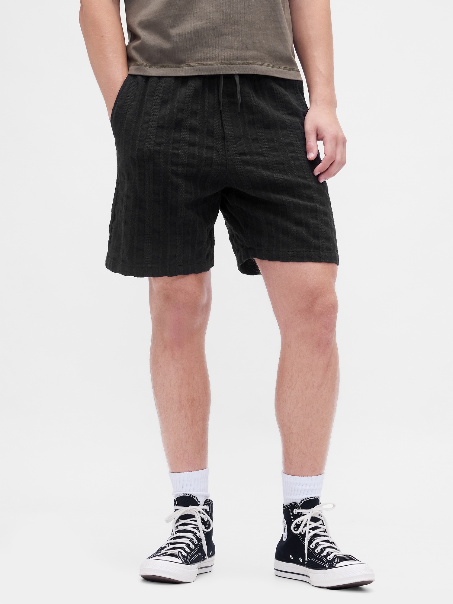 Мужские шорты Gap 7" Textured Easy, цвет: Чёрный — фото 2