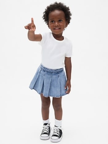 Baby & Toddler Pleated Denim Skort
