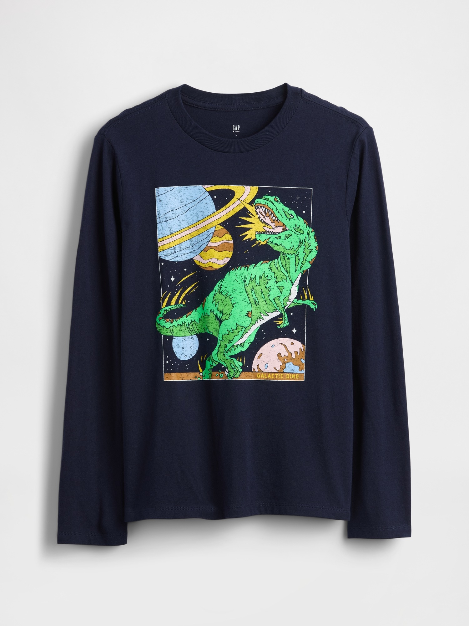thumbnail image 2 of GAP Boys' Long Sleeve Logo T-Shirt - 100% Cotton Crew Neck Tee - Straight Fit Casual Shirt 2 of 12