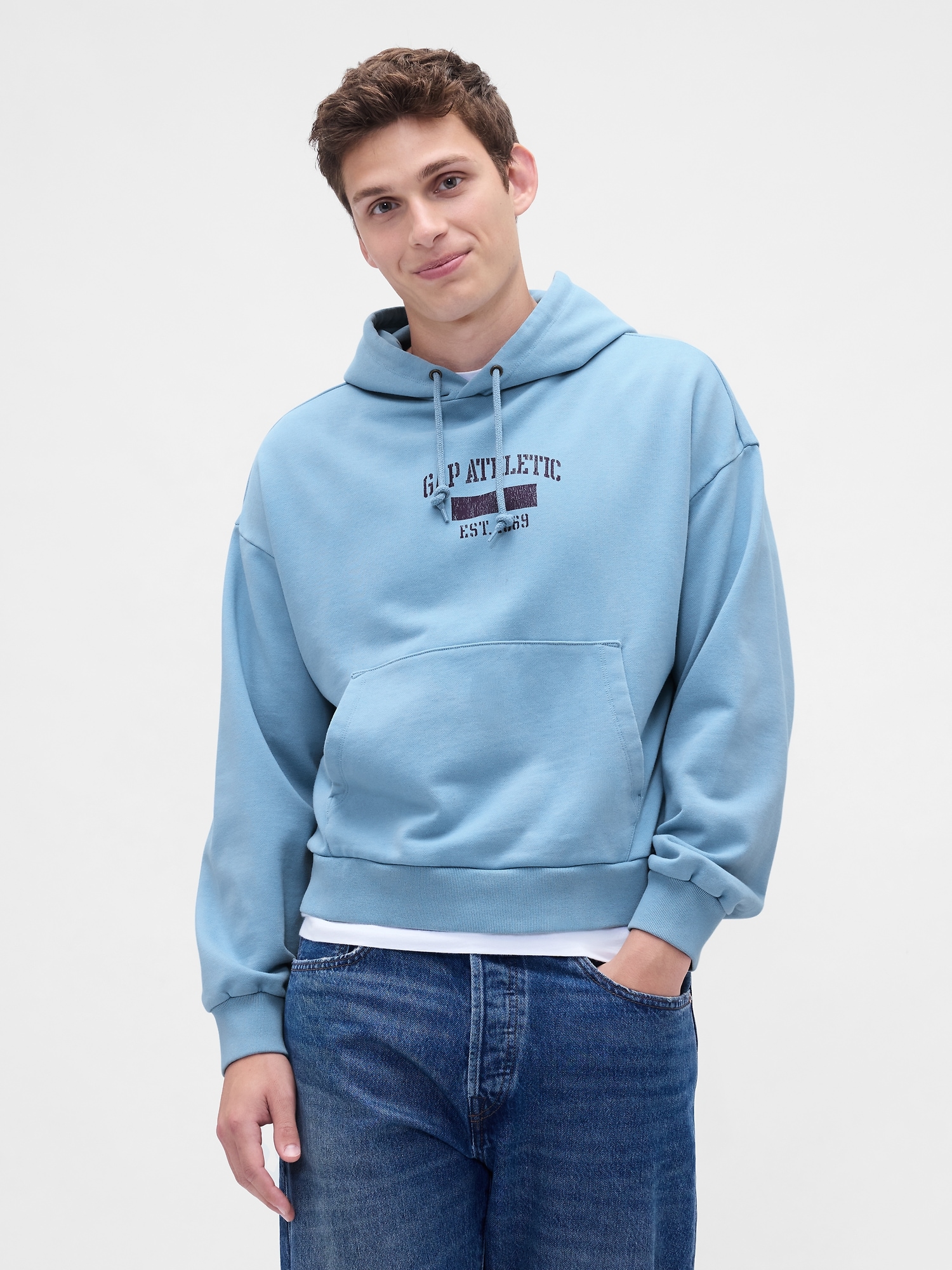 Heavyweight Oversized Logo Hoodie - Blue