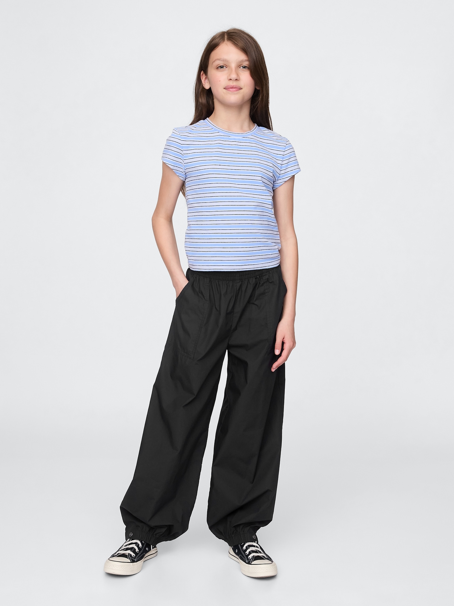 Kids Poplin Baggy Joggers - Black