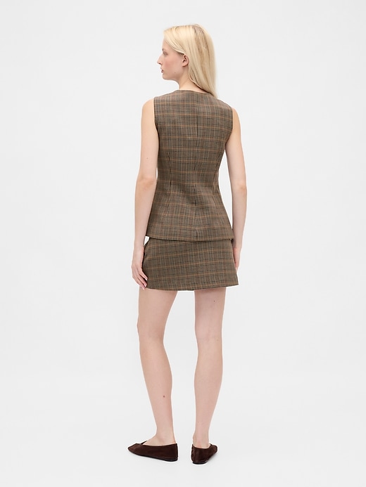 2 of 8 showing, with the color Brown plaid of product Herringbone Mini Skort