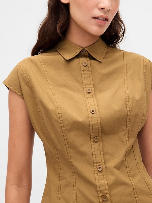 Image number 4 showing, Poplin Seamed Shirtdress
