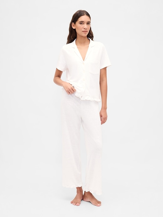 Image number 2 showing, Linen-Blend Ruffle PJ Shirt