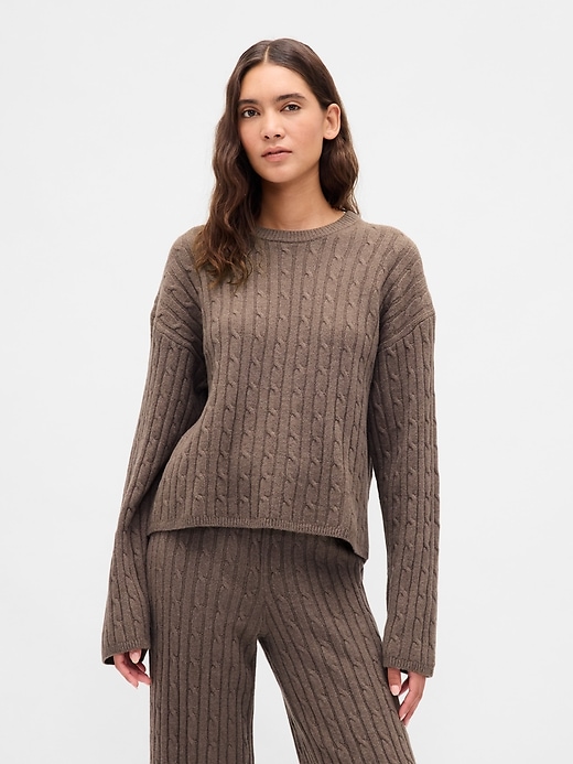 Image number 1 showing, CashSoft Oversized Cable-Knit Sweater