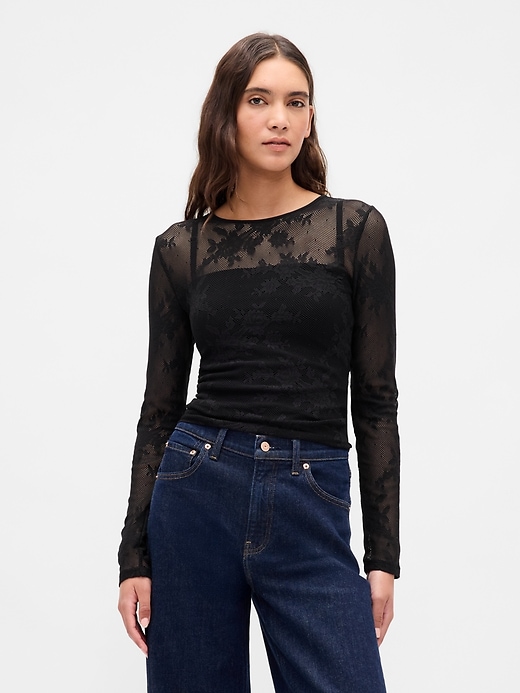 Image number 1 showing, Sheer Lace Top