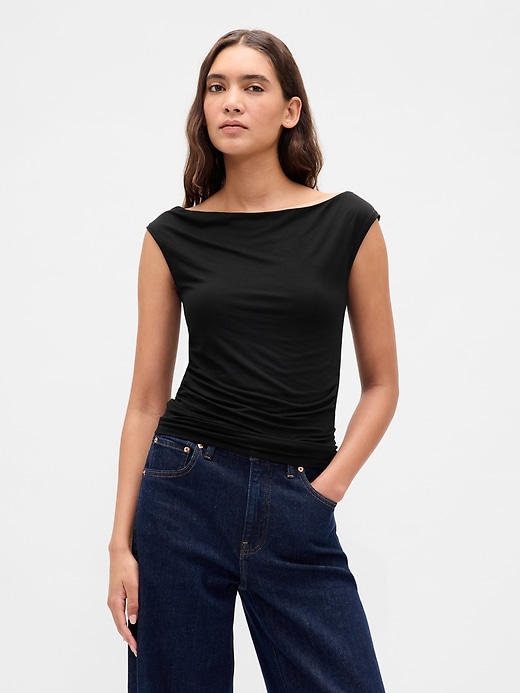 Image number 1 showing, Off-Shoulder Ruched Crop Top