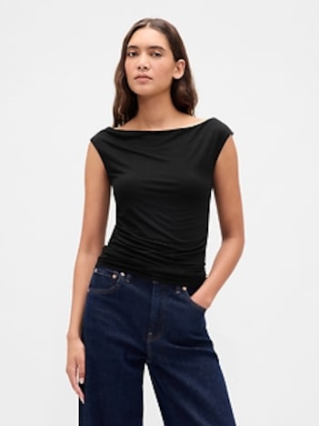Off-Shoulder Ruched Crop Top