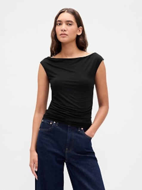 Off-Shoulder Ruched Crop Top