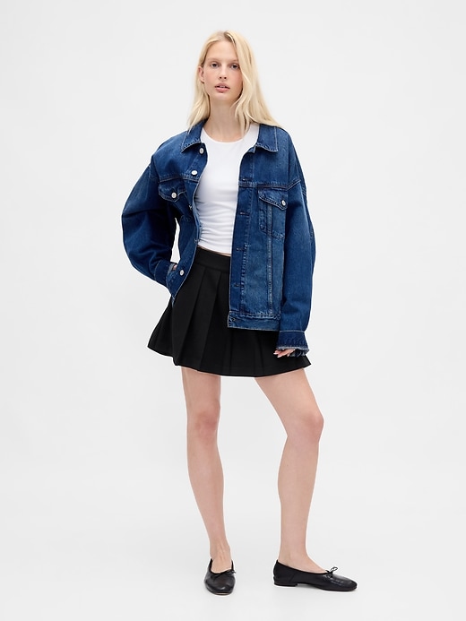 1 of 8 showing, with the color True black of product Pleated Mini Skort
