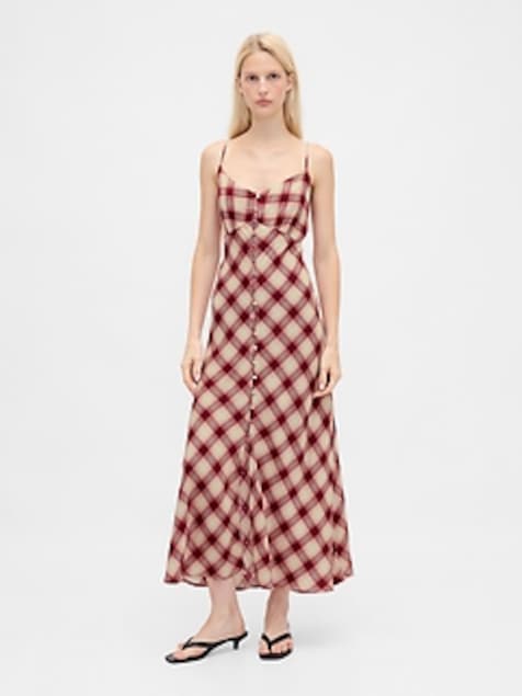 Button-Front Cami Maxi Dress