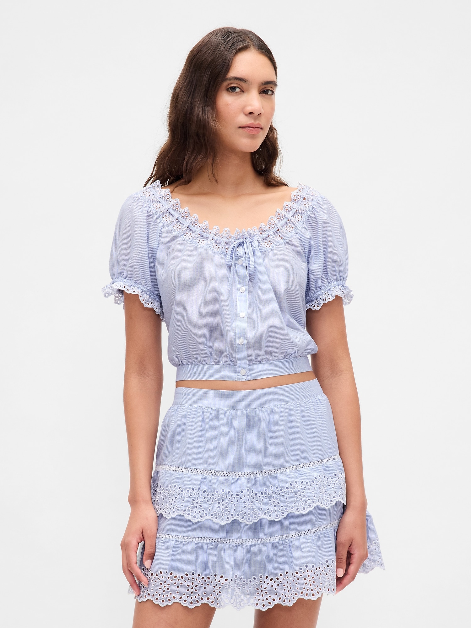 Gap Eyelet Crop Top In Blue