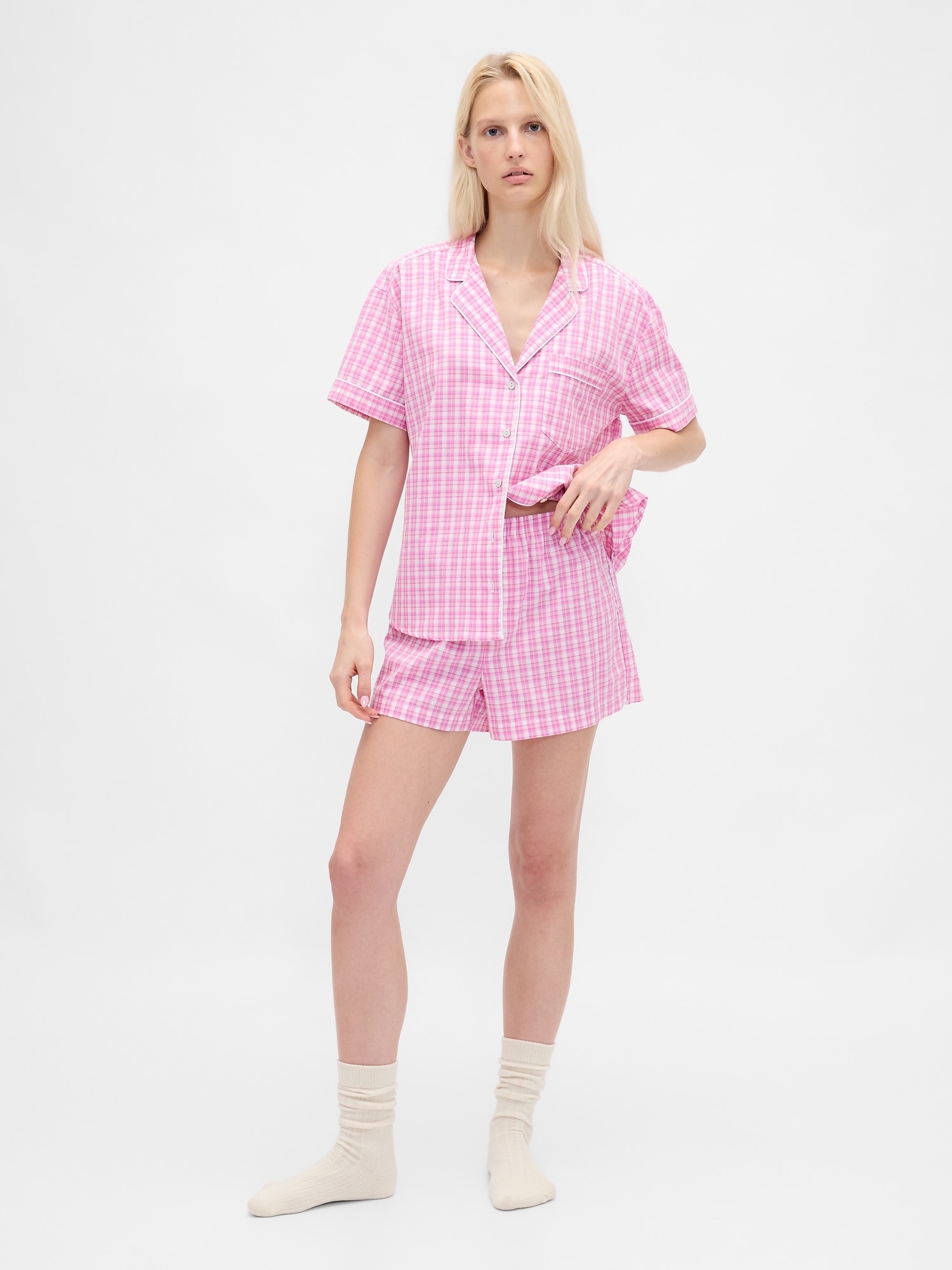 Poplin PJ Boxer Shorts - Pink