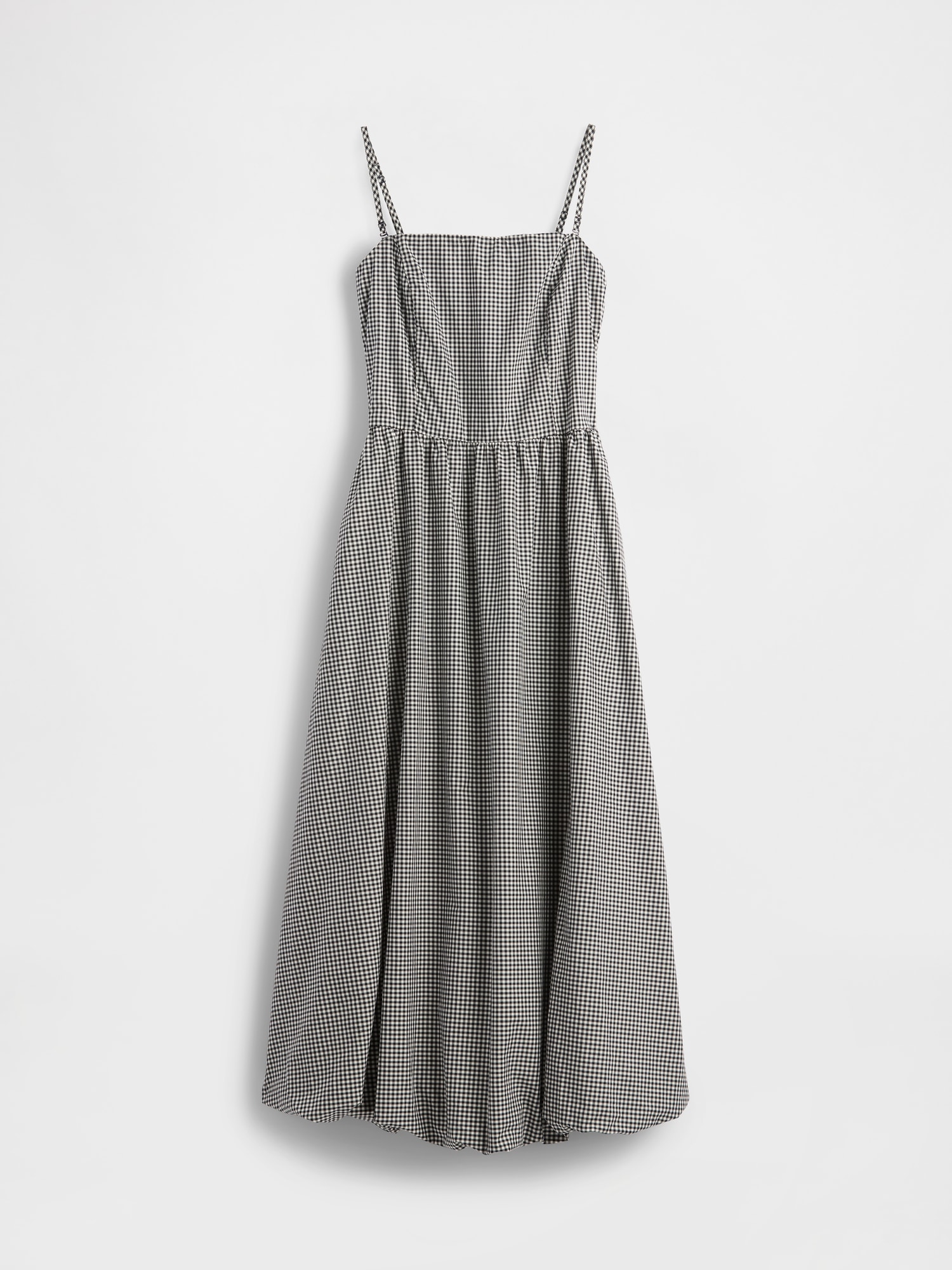 Poplin Gingham Bubble Midi Dress