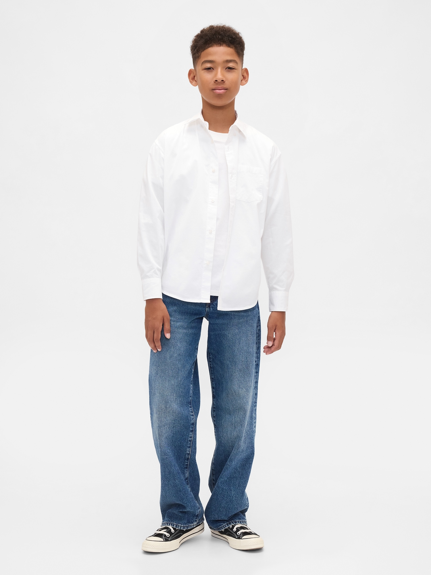 Детские рубашки Gap Kids Poplin Uniform Relaxed Shirt — фото 4