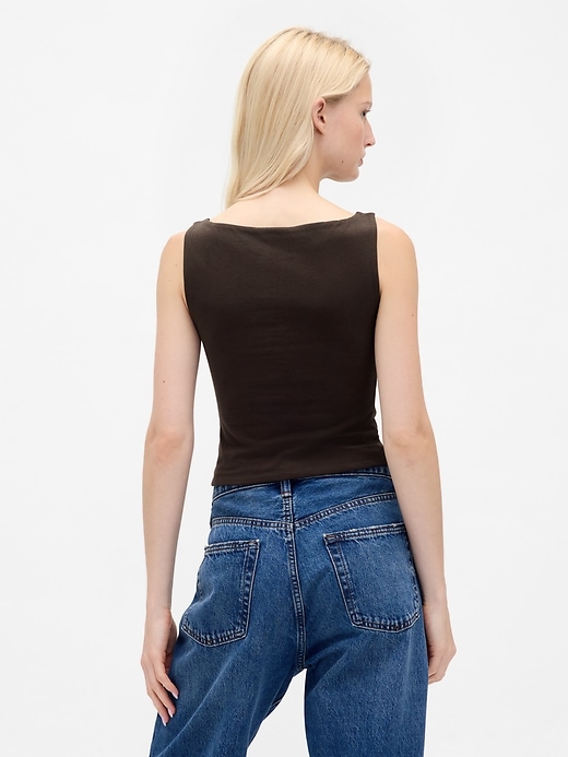 Image number 3 showing, CloseKnit Jersey Boatneck Crop Tank Top