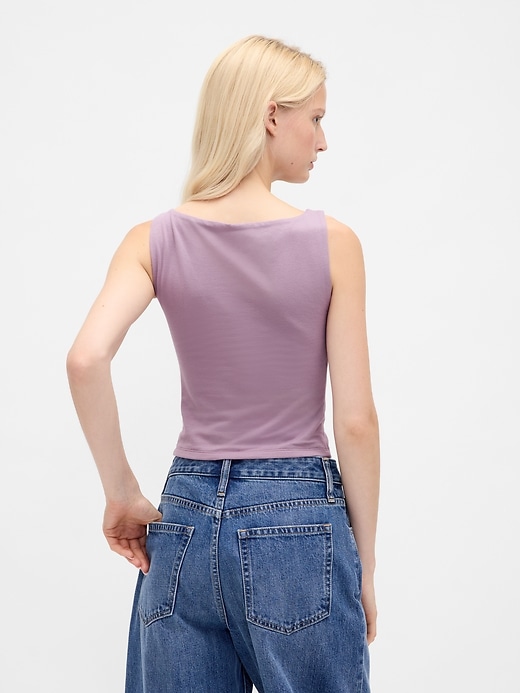Image number 3 showing, CloseKnit Jersey Boatneck Crop Tank Top