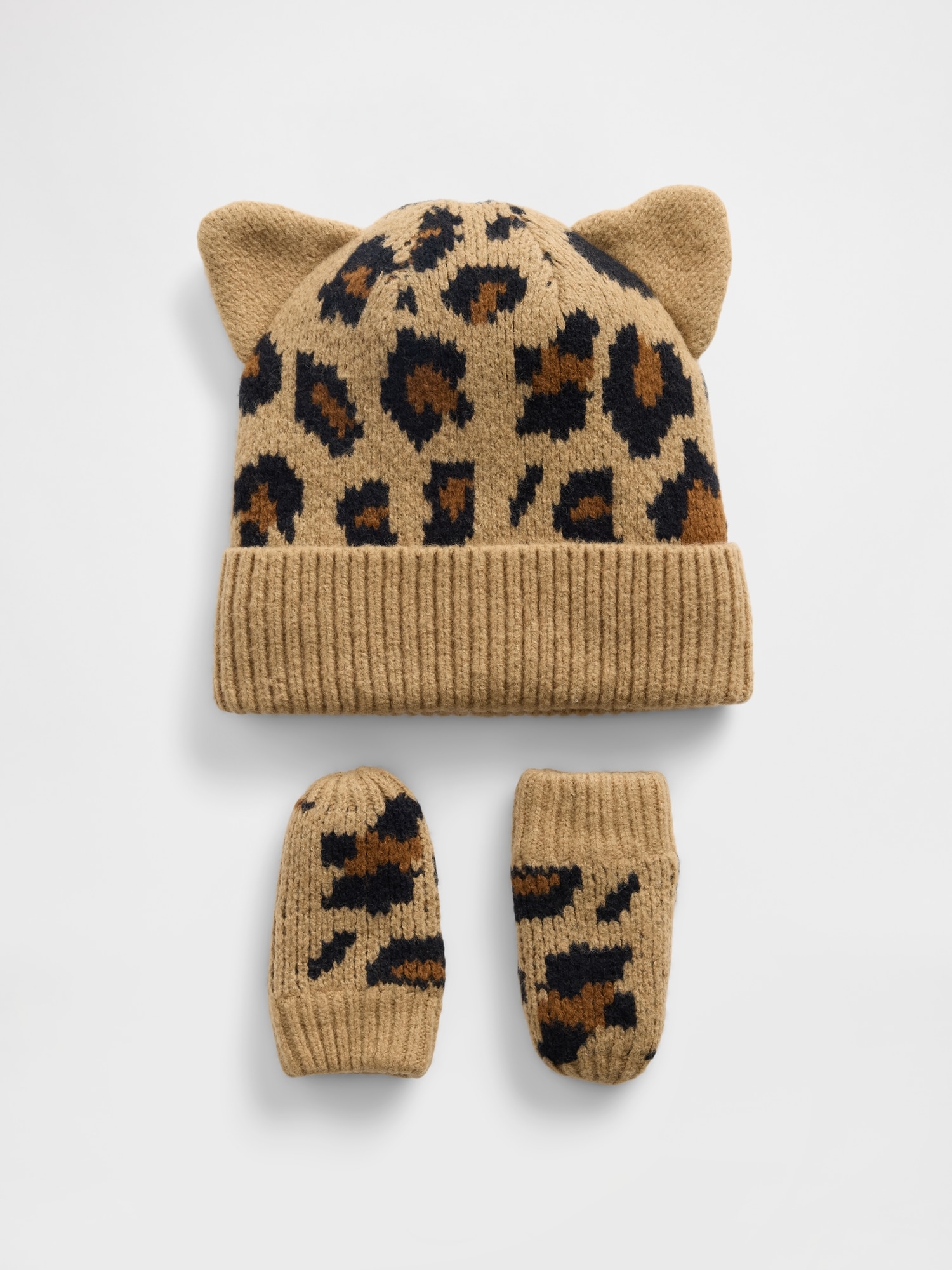 Baby & Toddler CashSoft Leopard Beanie & Mittens Set