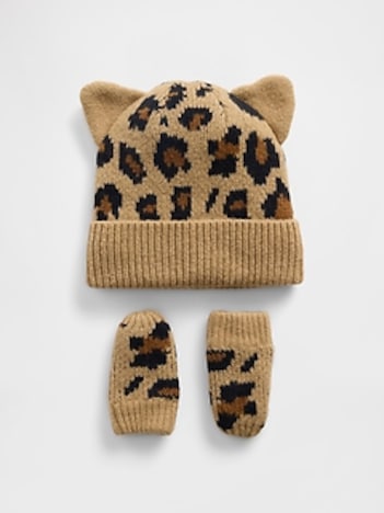 Baby & Toddler CashSoft Leopard Beanie & Mittens Set