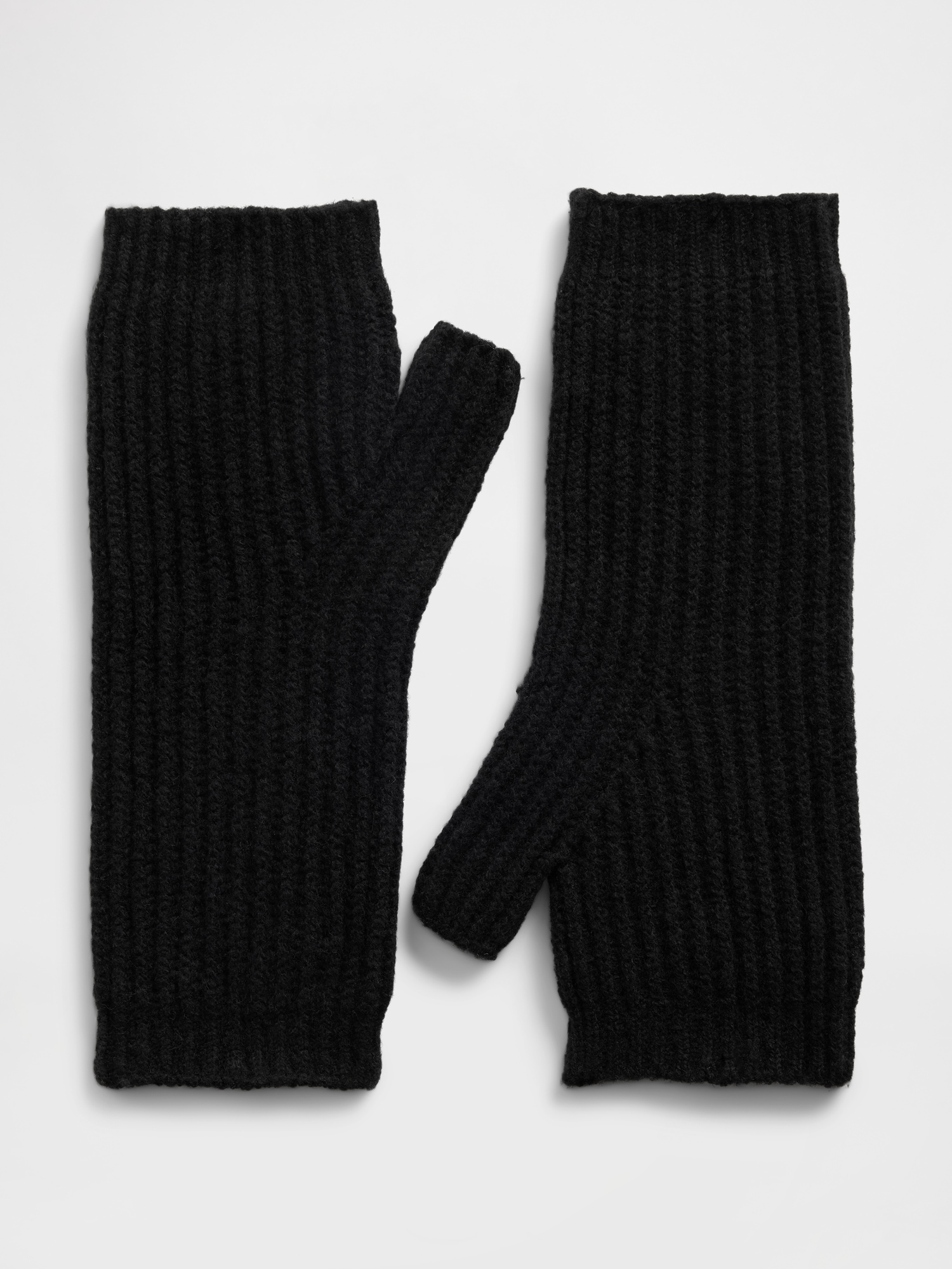 CashSoft Fingerless Mittens - True Black