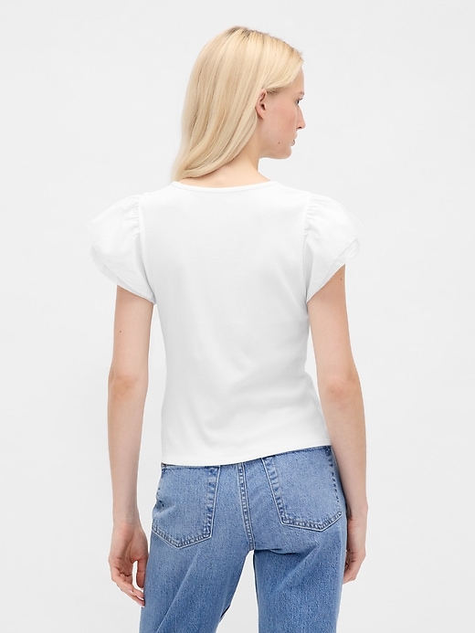 Image number 3 showing, Modern Ruffle Puff-Sleeve Crop T-Shirt